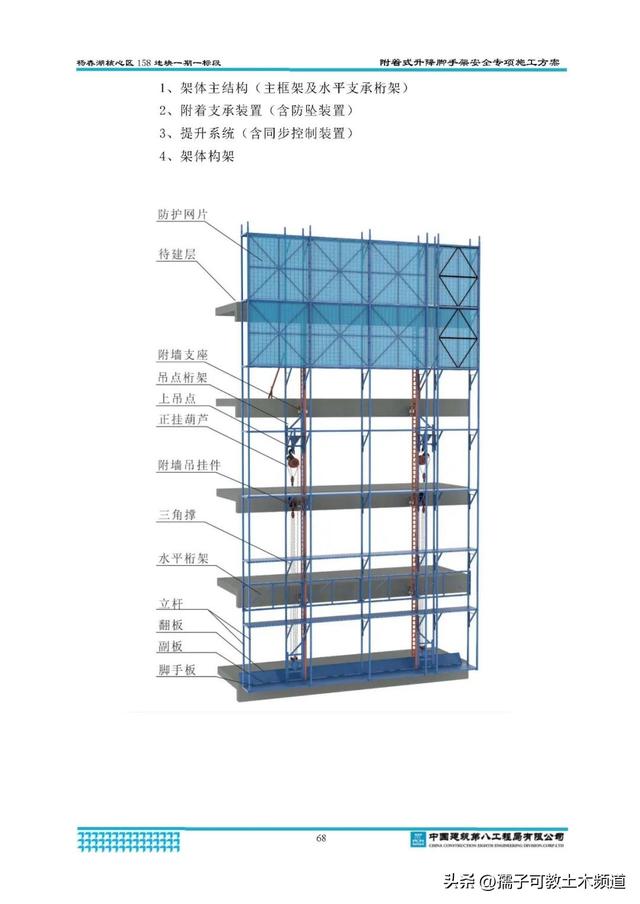 附著式升降腳手架安全專項施工方案,cad平面圖 三維模型!